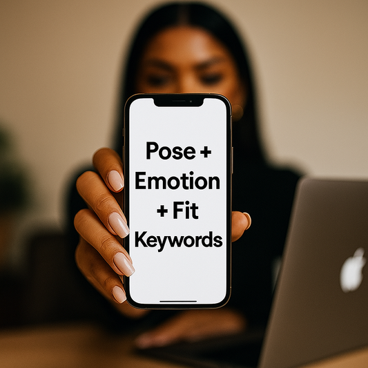 Pose + Emotion + Fit Keywords